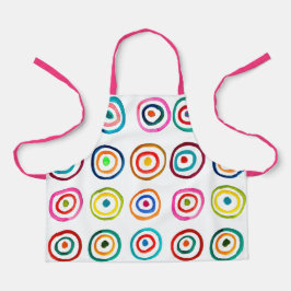 かわいいピンクの円アートキッズ エプロン