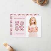 かわいいピンクの写真バレンタインデー ノートカード (正面/裏面インサイチュ)