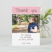 かわいいピンクの写真子供感謝カード (スタンド正面)