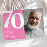 かわいいピンクの写真70th誕生日パーティー 招待状<br><div class="desc">可愛いピンク色のバースデーパーティ招待状で70歳の誕生日のバッシュで永遠の思い出を！大きなセリフはっきりしたフォントを搭載し、「70」の数字、誕生日の男の子/女の子の写真モダンと、パーソナライズする簡単であるテンプレートを示し、これらの招待状は大事な行事の精神を取り込む。そのユニークデザインで、これらの種類の1つの招待状は、忘れられないお祝いのためにあなたの友人や家族を興奮させるに違いない。だから、完璧な招待を求め大切て、これ以上の時間を無駄にしないでくださエレガントい。これらの70番目のバースデーパーティ招待状は、この重要な大事な行事のための完璧なオフ祝オフである。これらの特別な招待状で一生を過ごす思い出を作り、この節目の誕生日を忘れられない経験にする。</div>