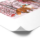 かわいいピンクの冬の森の動物の休日 ポスター (角)