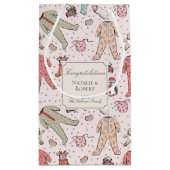 かわいいピンクの冬の赤ちゃんシャワーカスタム スモールペーパーバッグ (裏面)