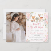 かわいいピンクの冬の赤ちゃん女の子のシャワー写真招待状 招待状 (正面)