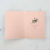 かわいいピンクの北欧の冬のクリスマス シーズンカード (内部)