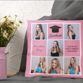 かわいいピンクの卒業式シニアポートレートフォトコラージュ クッション