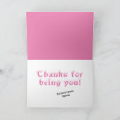 かわいいピンクの友情グリーティング カード (内部)