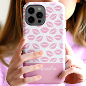 かわいいピンクの口紅のキス スクリプトネーム Case-Mate iPhoneケース