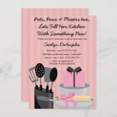 かわいいピンクの台所小道具のブライダルシャワーの招待 招待状 (正面/裏面)