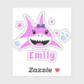 かわいいピンクの名前をカスタムするシャークカットビニールのシール シール (シート)