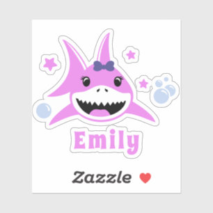 かわいいピンクの名前をカスタムするシャークカットビニールのシール シール