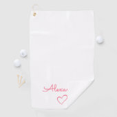 かわいいピンクの名前カスタム ゴルフタオル (インサイチュ)