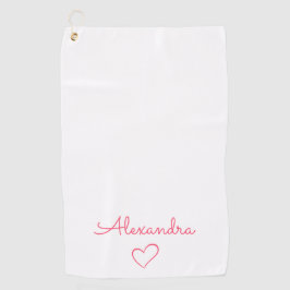 かわいいピンクの名前カスタム ゴルフタオル