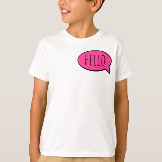 かわいいピンクの吹き出し こんにちは子供たち Tシャツ (正面)