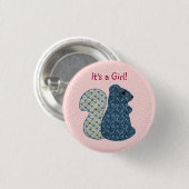 かわいいピンクの国スタイルのリスの女の赤ちゃん 缶バッジ (正面&裏面)