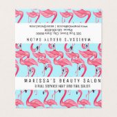 かわいいピンクの夏の色彩の鮮やかなフラミンゴパターン青 名刺 (外部フラット)