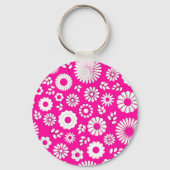 かわいいピンクの夏の花 キーホルダー (正面)