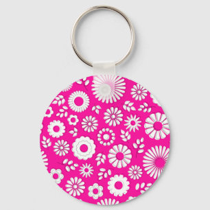 かわいいピンクの夏の花 キーホルダー
