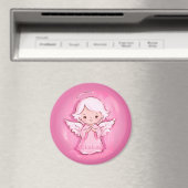 かわいいピンクの天使と女の子の名前冷蔵庫 マグネット (インサイチュ (食洗機))