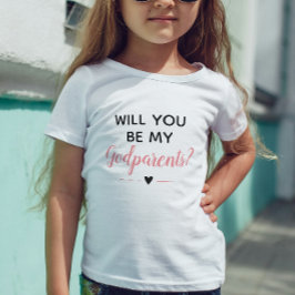 かわいいピンクの女の子あなたは私の名付け親になってくれますか ベビーTシャツ