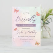 かわいいピンクの女の子のグリッター誕生日招待状 招待状 (スタンド正面)