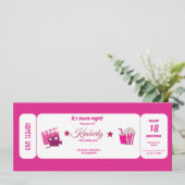 かわいいピンクの女の子のグリッター誕生日 招待状 (スタンド正面)