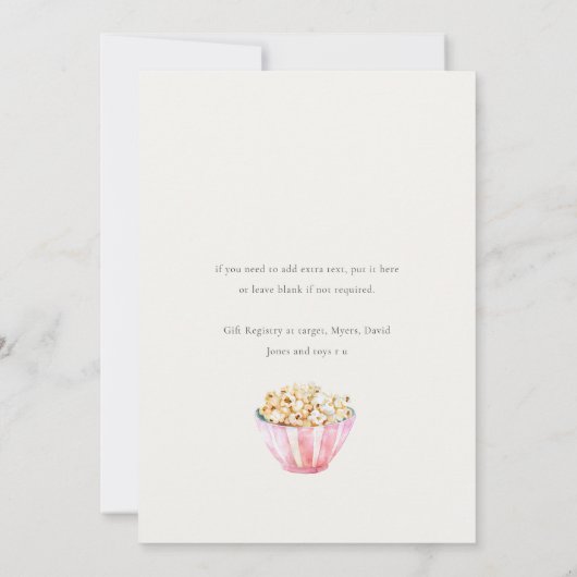 かわいいピンクの女の子のテントスリーポバーウォーターカラー誕生日 招待状 (裏面)