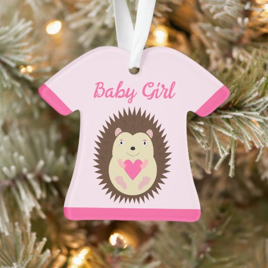 かわいいピンクの女の子のハリネズミの初めてのクリスマス オーナメント (ツリー)