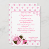 かわいいピンクの女の子のバースデーパーティーの招待 招待状 (正面/裏面)