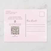 かわいいピンクの女の子のヴィンテージベビーQRコードギフトレジストリ インビテーションポストカード (裏面)