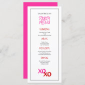 かわいいピンクの女の子の夜ガレンティンの日パーティー メニュー (正面/裏面)