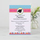 かわいいピンクの女の子の幼稚園の卒業の招待状 招待状 (スタンド正面)