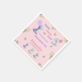 かわいいピンクの女の子の恐竜1st誕生日パーティー スタンダードカクテルナプキン (角)