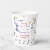 かわいいピンクの女の子の恐竜1st誕生日パーティー 紙コップ (正面)