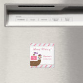 かわいいピンクの女の子の海賊誕生日パーティーマグネット マグネット (インサイチュ (食洗機))
