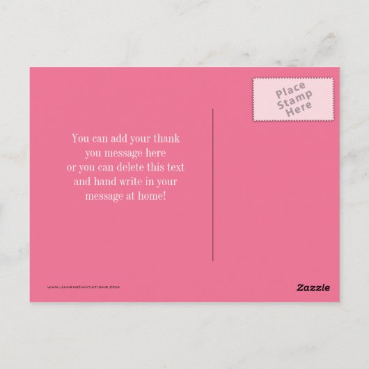 かわいいピンクの女の子の海賊誕生日パ感謝していーティー ポストカード (裏面)