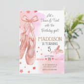 かわいいピンクの女の子の誕生日バレエパーティー 招待状 (スタンド正面)