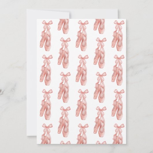 かわいいピンクの女の子の誕生日バレエパーティー 招待状 (裏面)