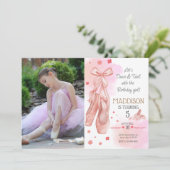 かわいいピンクの女の子の誕生日バレエパーティー 招待状 (スタンド正面)