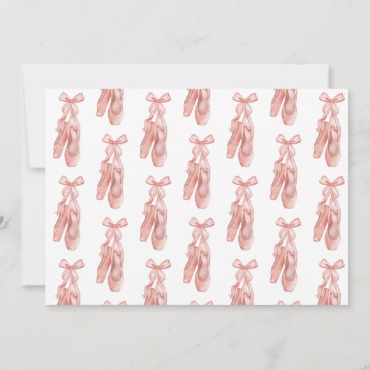 かわいいピンクの女の子の誕生日バレエパーティー 招待状 (裏面)