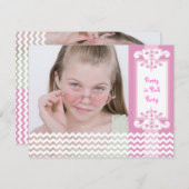かわいいピンクの女の子の誕生日パーティー招待状 招待状 (正面/裏面)