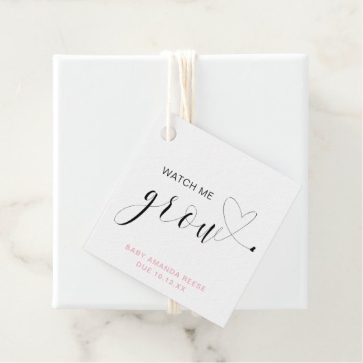 かわいいピンクの女の子の赤ちゃんシャワーを私が成長するのを見る フェイバータグ (インサイチュ)