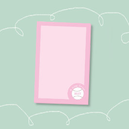 かわいいピンクの女の子の野球ノート ポストイット