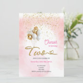 かわいいピンクの女の子の2歳の誕生日招待状 招待状 (スタンド正面)