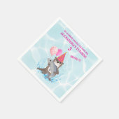 かわいいピンクの女の子シーオッターバースデーパーティー スタンダードカクテルナプキン (角)