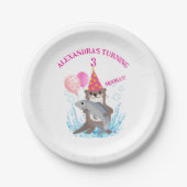 かわいいピンクの女の子シーオッターバースデーパーティー ペーパープレート (正面)