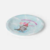 かわいいピンクの女の子シーオッターバースデーパーティー ペーパープレート (アングル)