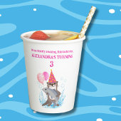 かわいいピンクの女の子シーオッターバースデーパーティー 紙コップ