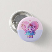 かわいいピンクの女の子ゾウ 缶バッジ (正面&裏面)