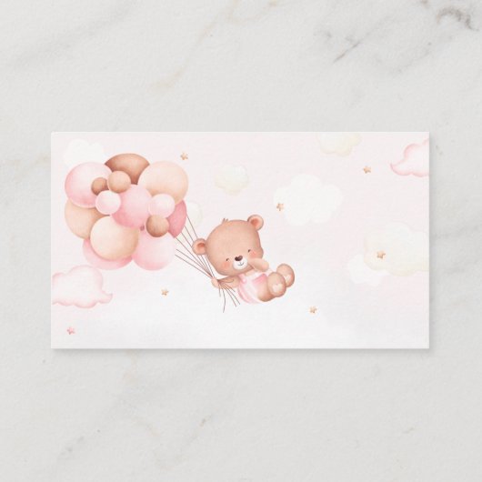かわいいピンクの女の子テディベアベビー エンクロージャーカード (裏面)