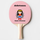 かわいいピンクの女の子パワースーパーヒーロー 卓球ラケット (正面)
